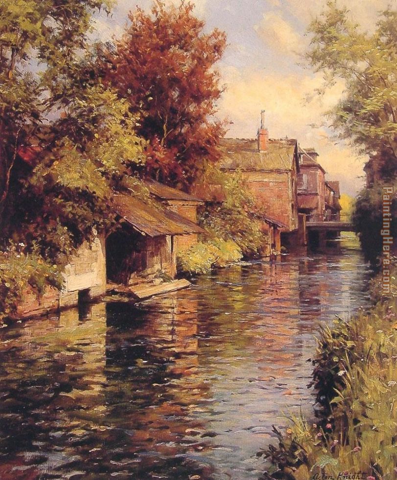 Sunny Afternoon on the Canal painting - Louis Aston Knight Sunny Afternoon on the Canal art painting